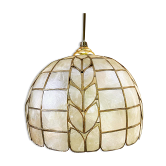 Mother-of-pearl and brass hanging lamp 70s