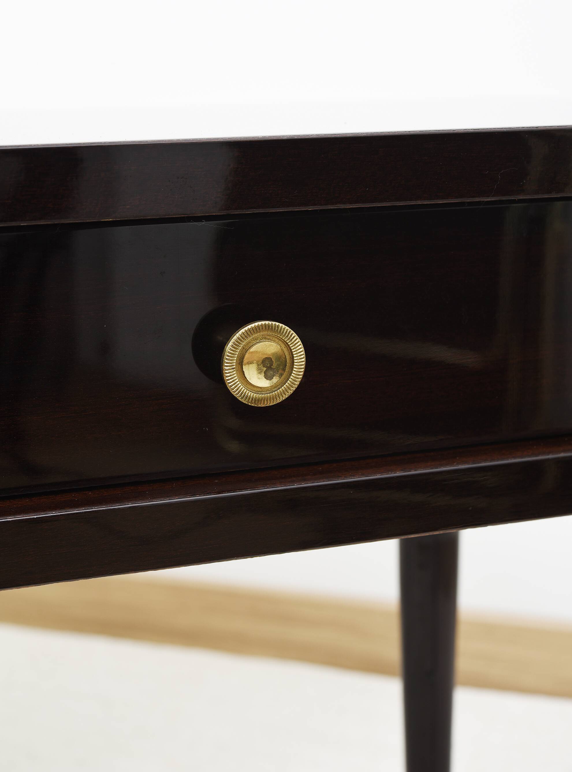 Pair of rosewood bedside tables, with drawer.