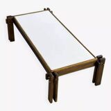 Rectangular coffee table from the 50s-60s in wood and white Formica