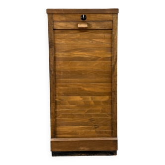 Art Deco Beech Tambour Office Cabinet, Czechoslovakia 1940s