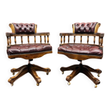Set English Chesterfield Captain Chairs red Office chair