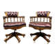 Ensemble de chaises de bureau Chesterfield Captain anglaises rouges