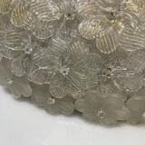 Plafonnier en verre de Murano en forme de fleur extra large par Archimede Seguso, années 1960.