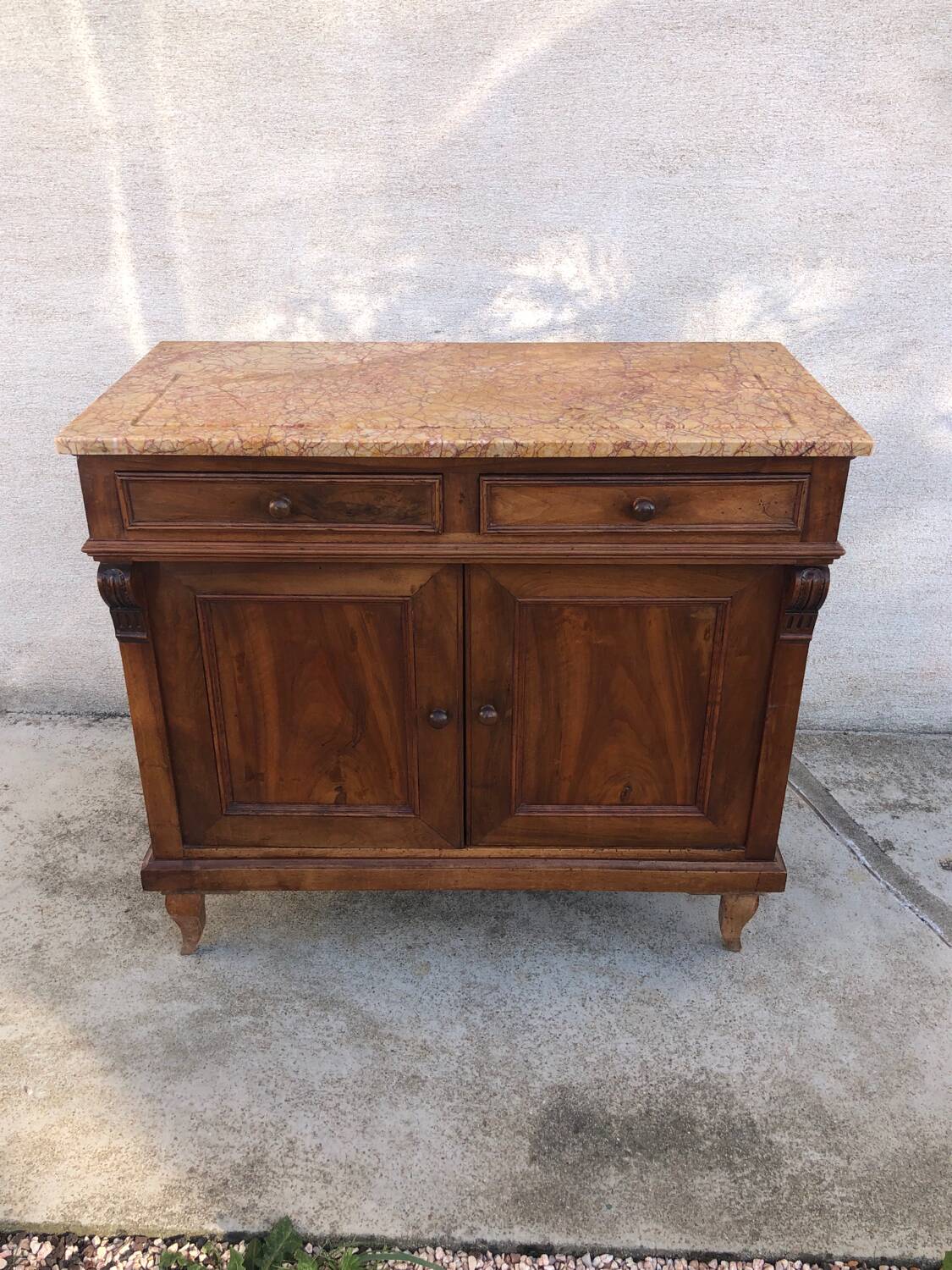 Small old sideboard with marble top