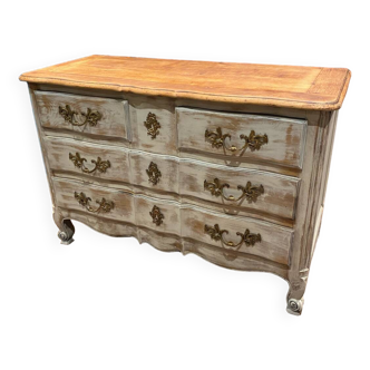 Commode Louis XV en chêne patinée