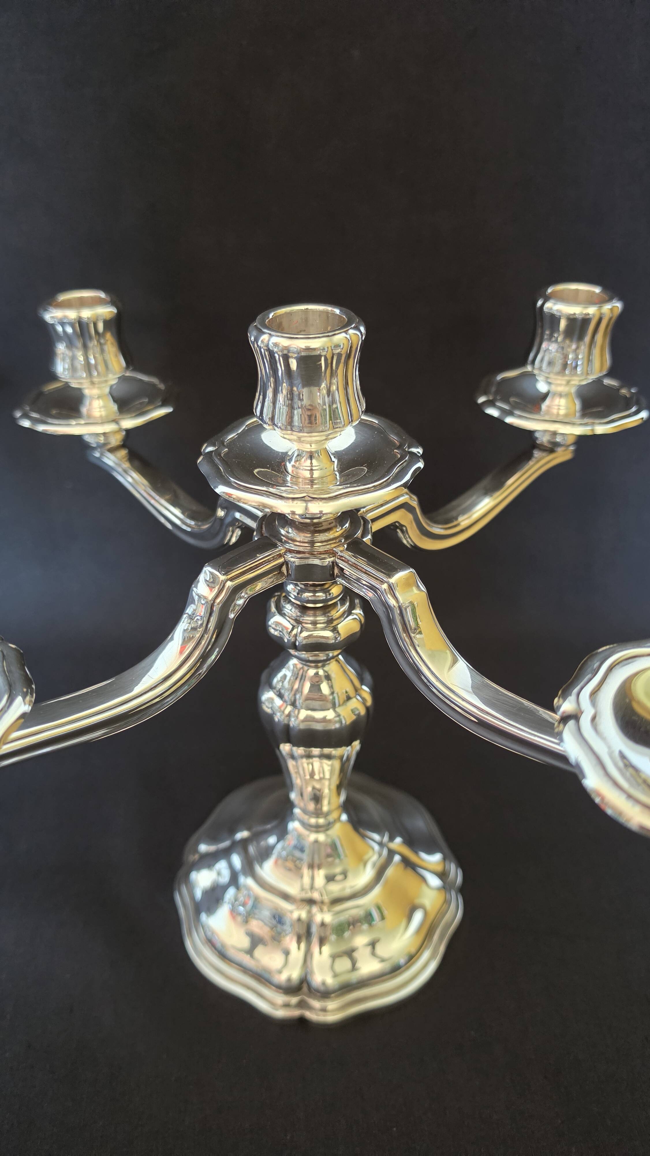Exceptional pair of table candlesticks in fine silver, St. Médard Paris