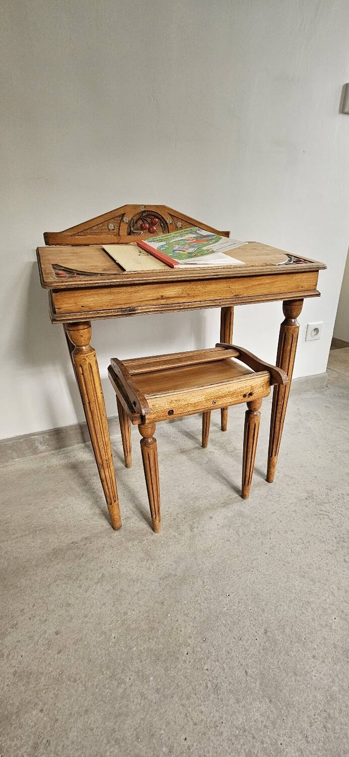 Ensemble pupitre d'écolier et sa chaise vintage