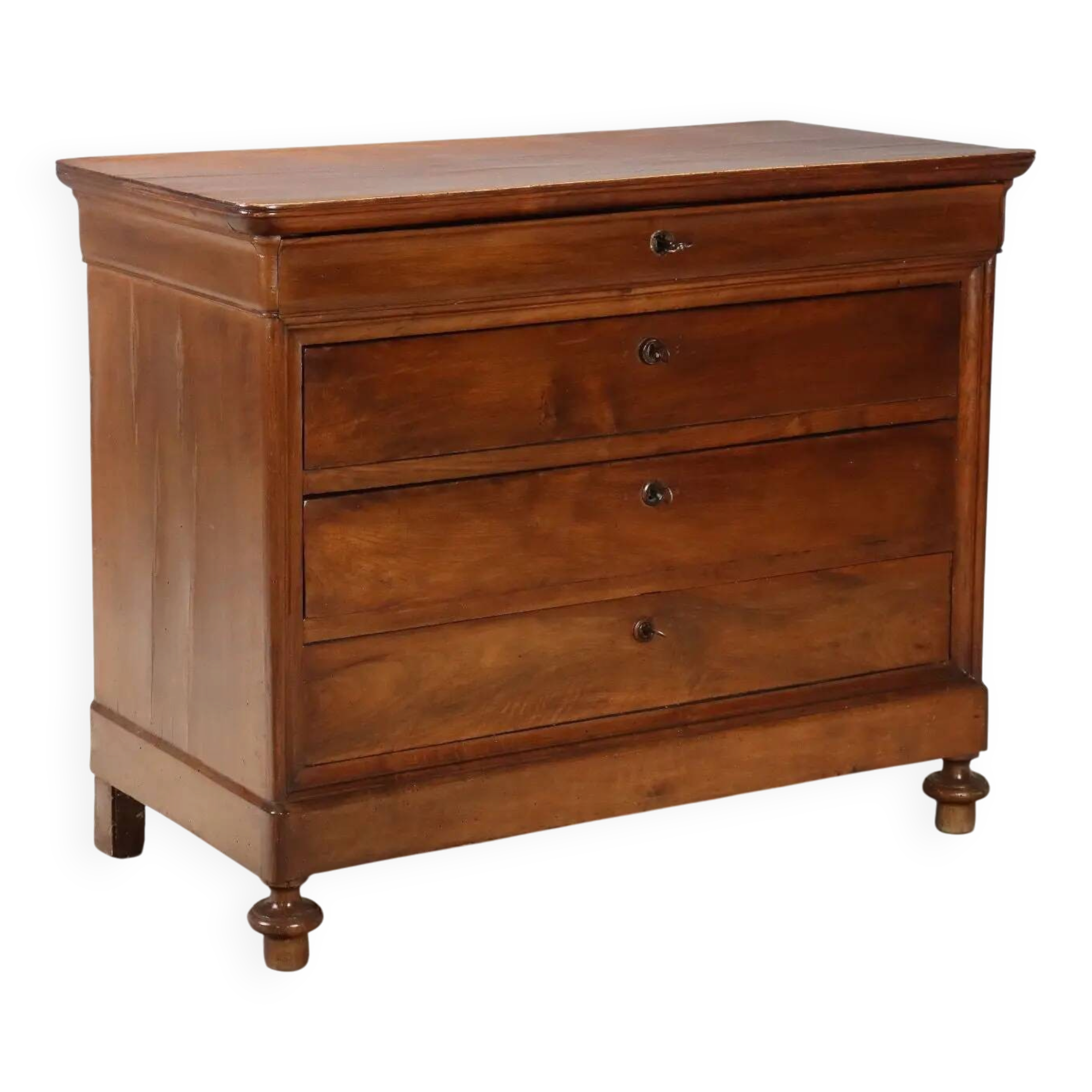 Commode ancienne Louis-Philippe en noyer, Italie, XIXe siècle