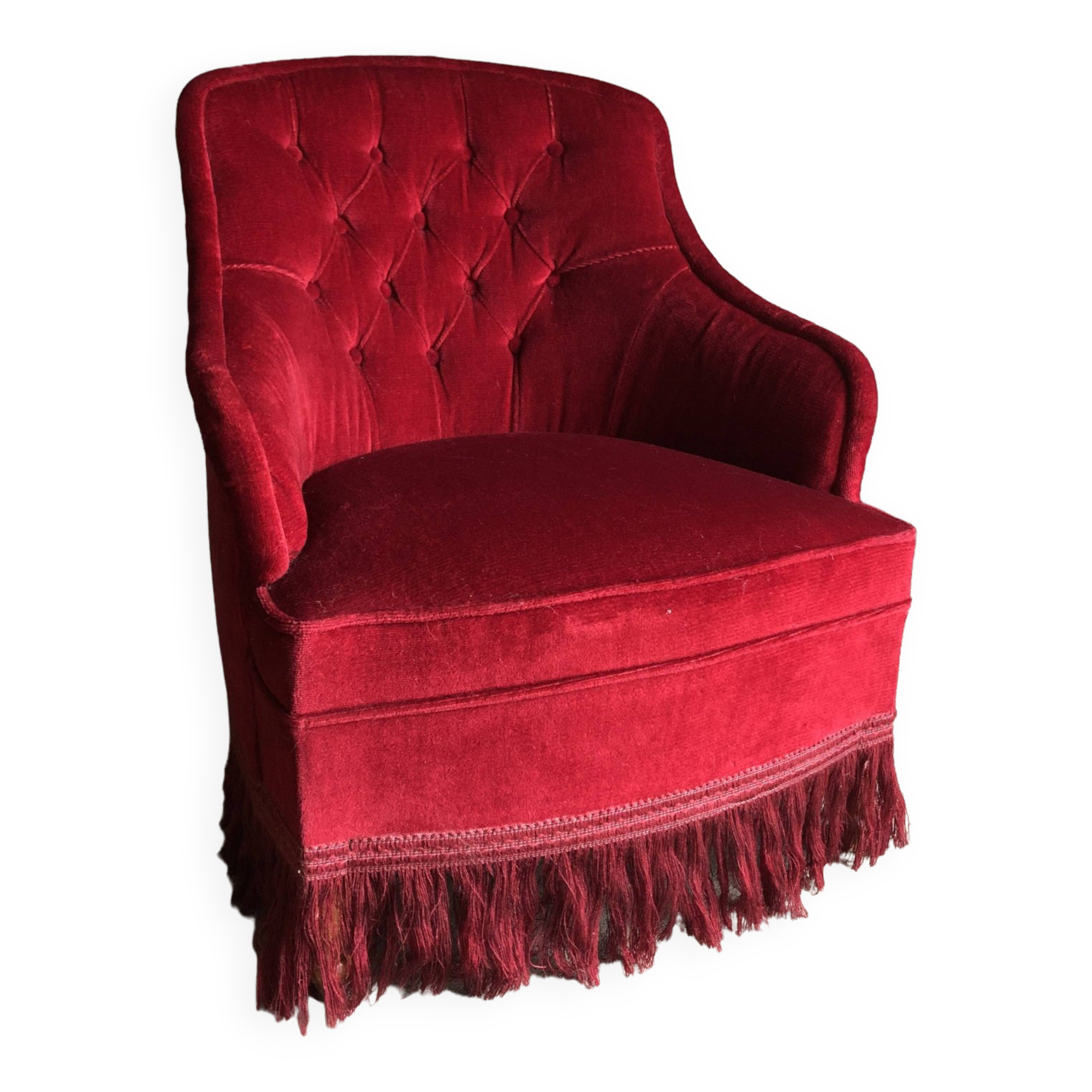 Red velvet toad armchair