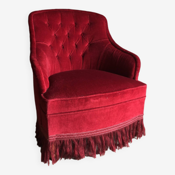 Fauteuil crapaud en velours rouge