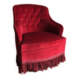 Fauteuil crapaud en velours rouge