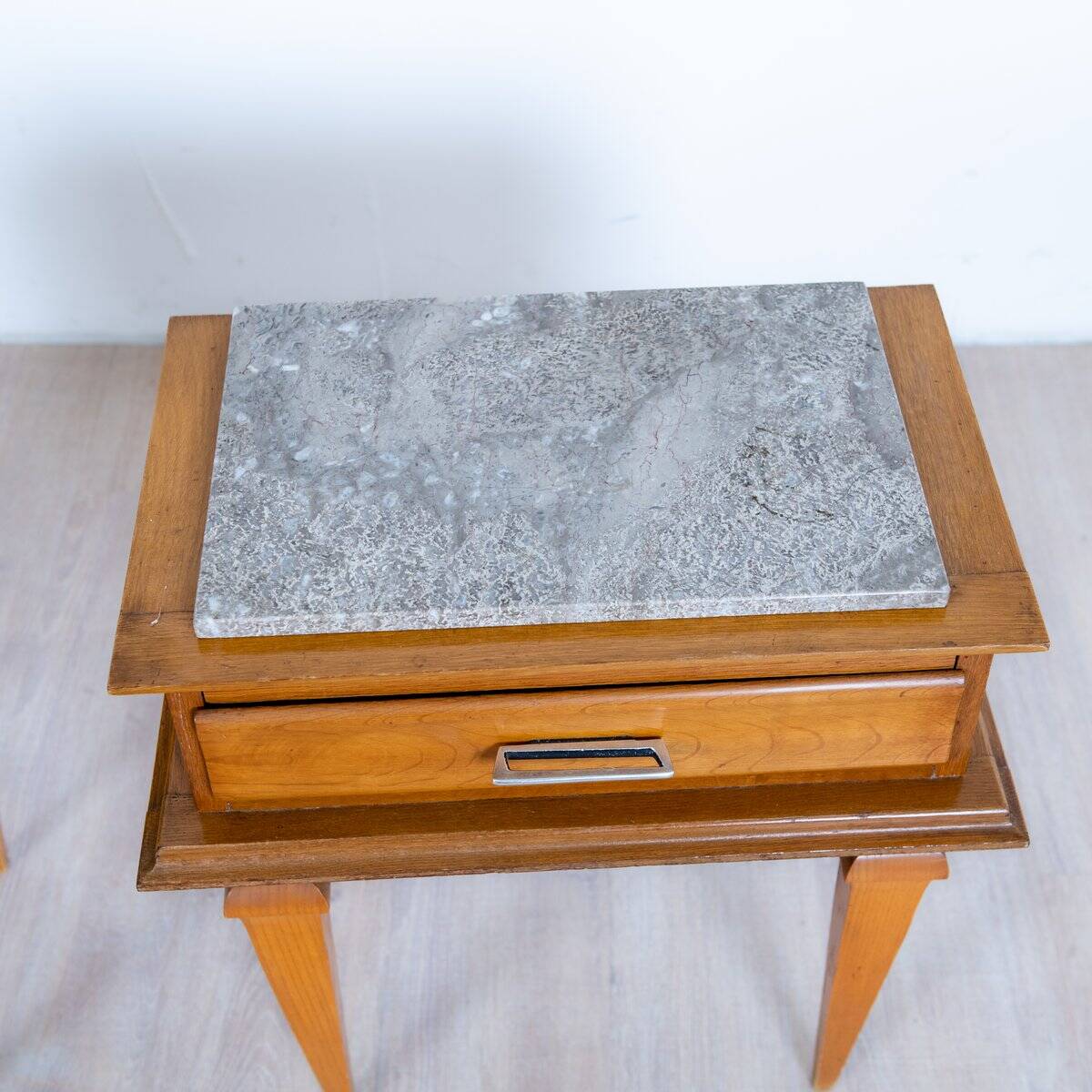 Art Deco bedside tables with marble tops, 1930s, set of 2