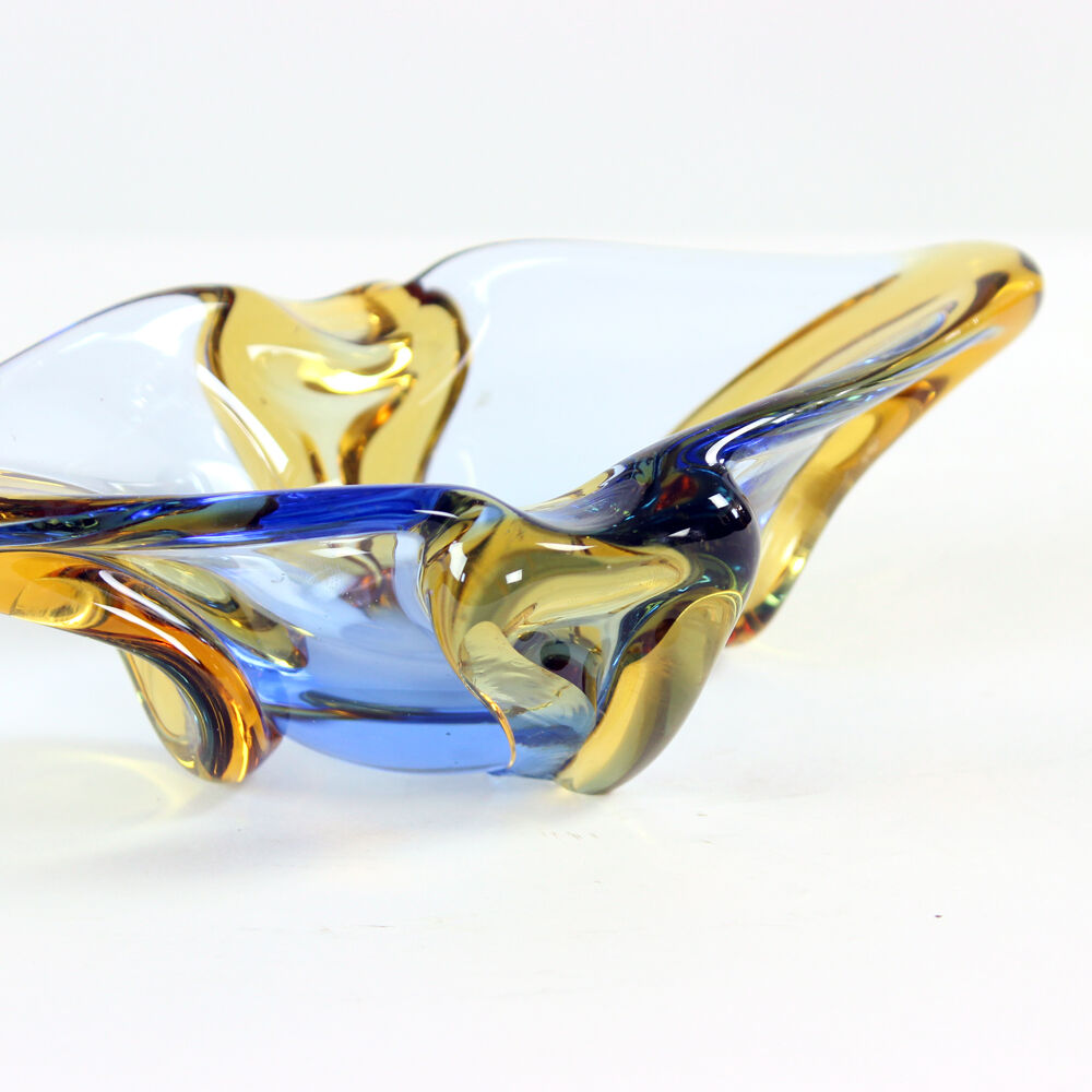 Vintage art glass bowl by Frantisek Zemek, Skrdlovice, Czechoslovakia 1960s