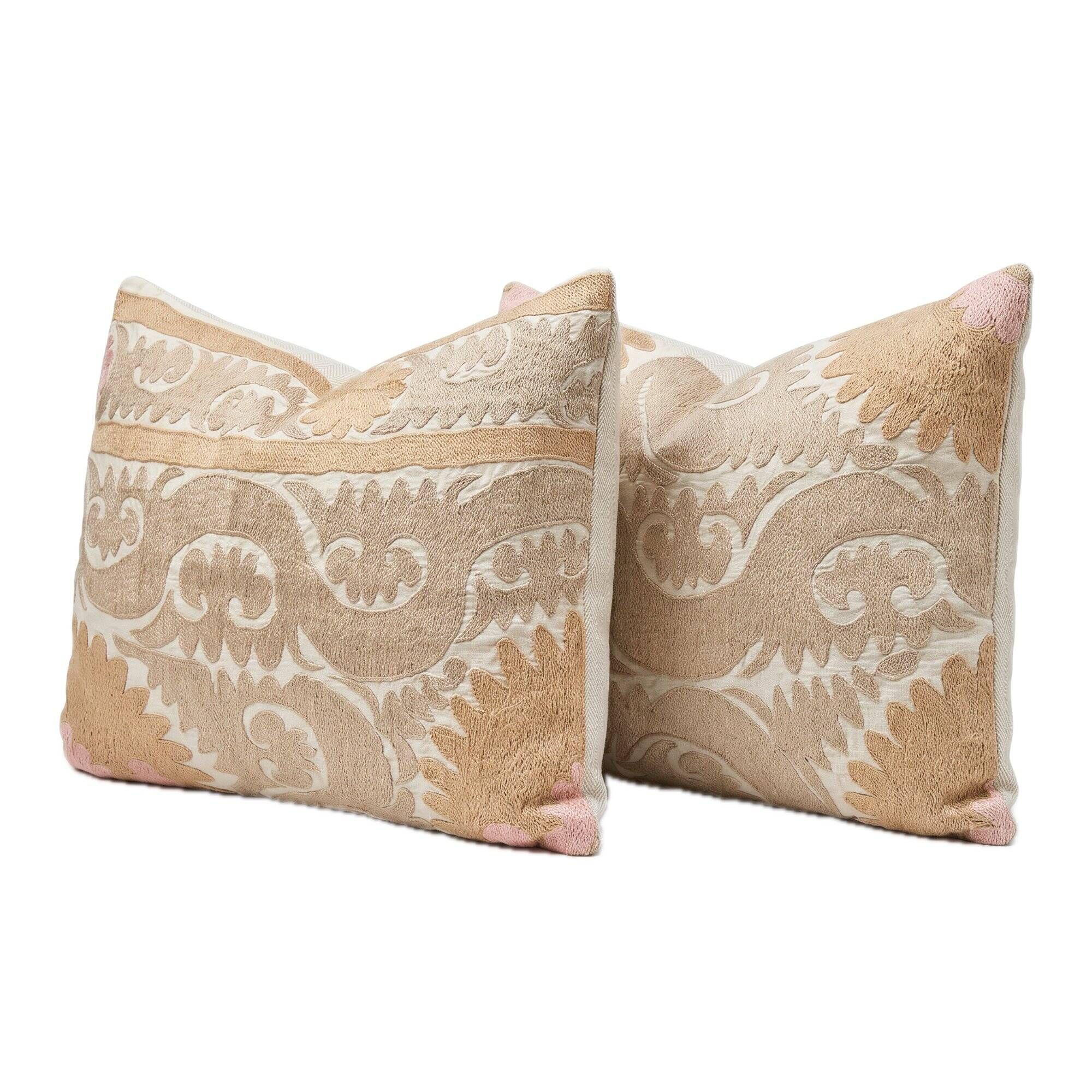 Lot de 2 housses de coussin brodées vintage 54x74 cm