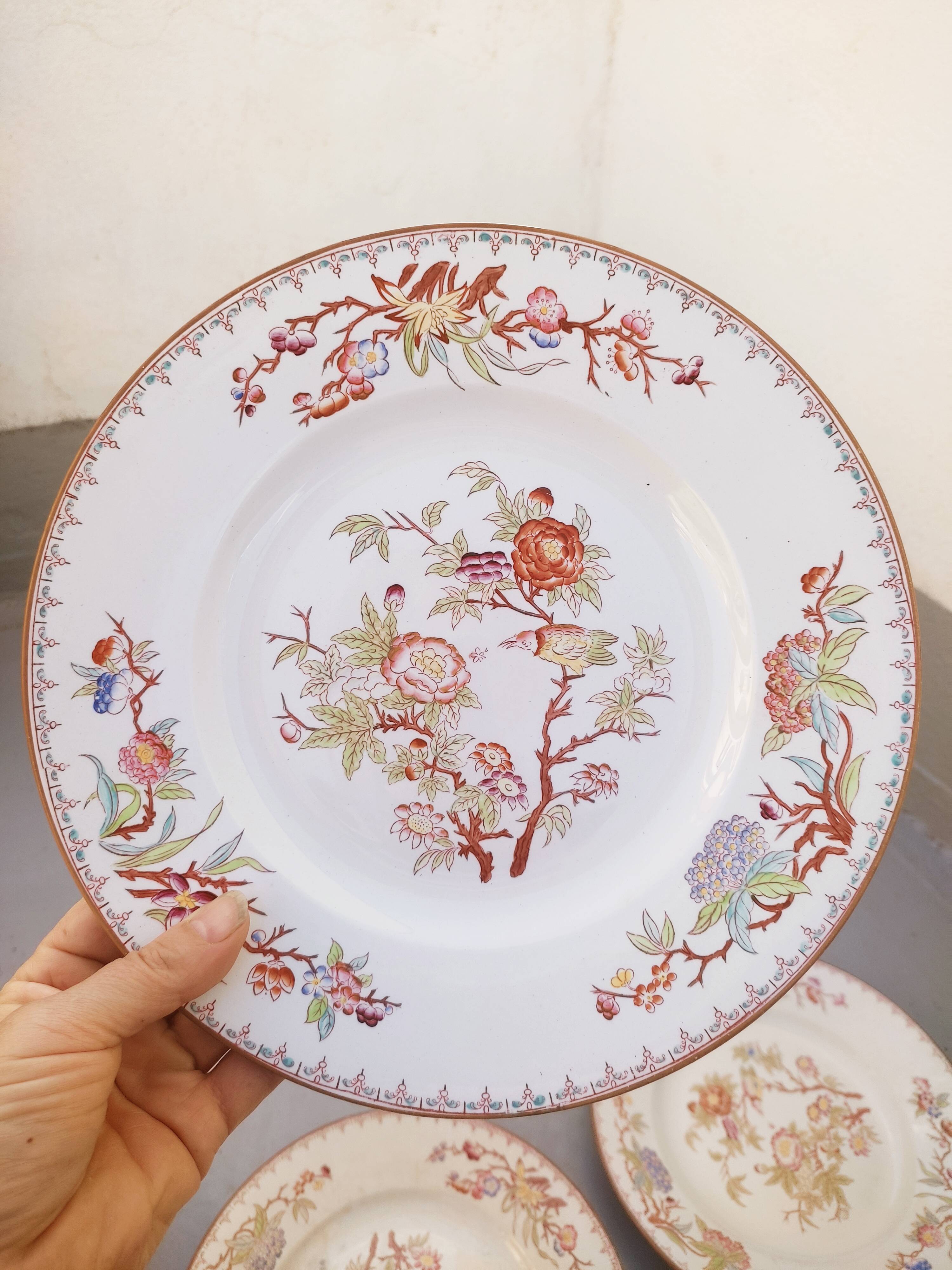 8 flat plates Sarreguemines décor Minton