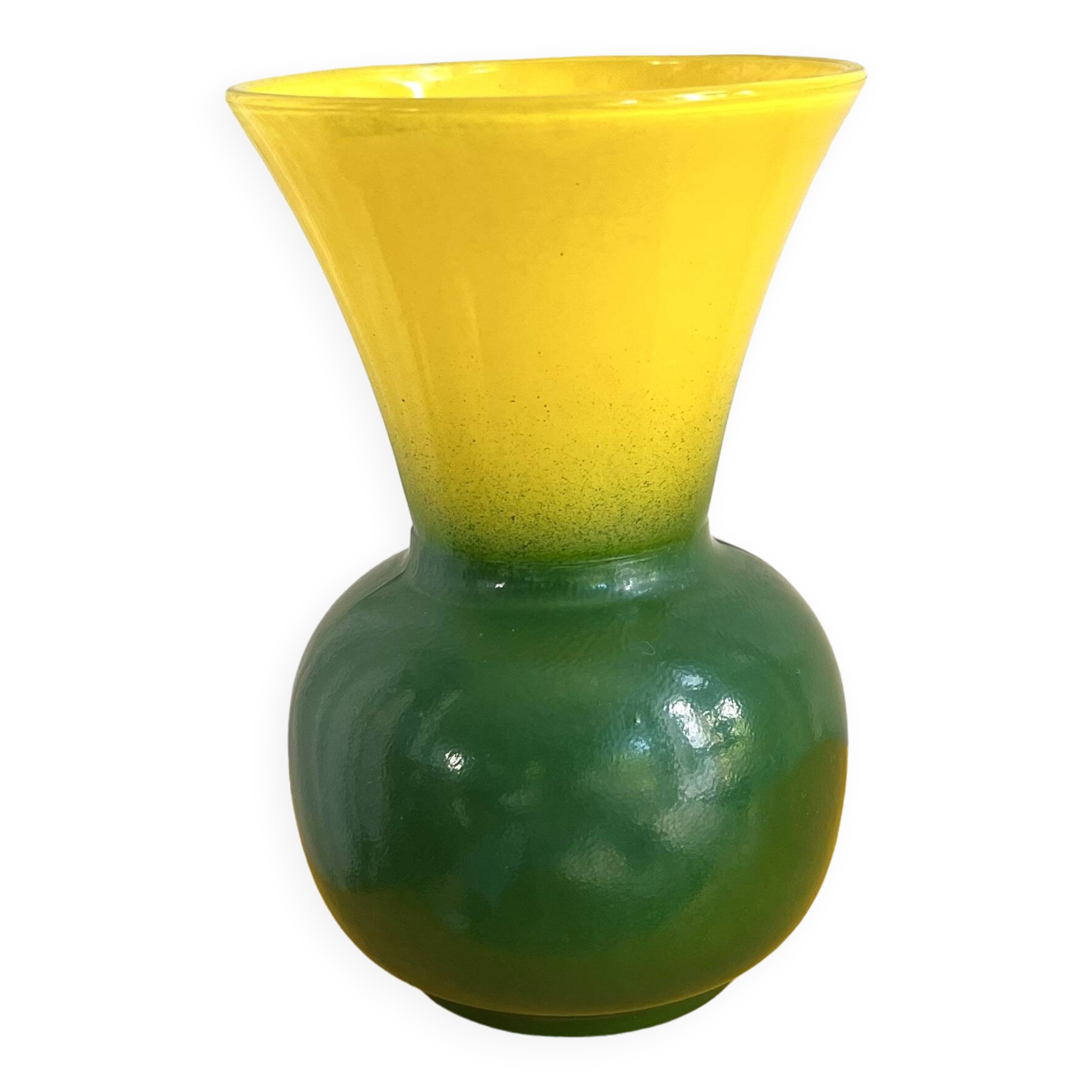 Vase vintage bicolore vert et jaune