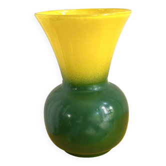 Vintage two-tone green and yellow vase