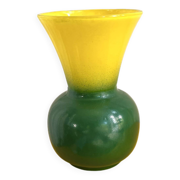 Vintage two-tone green and yellow vase
