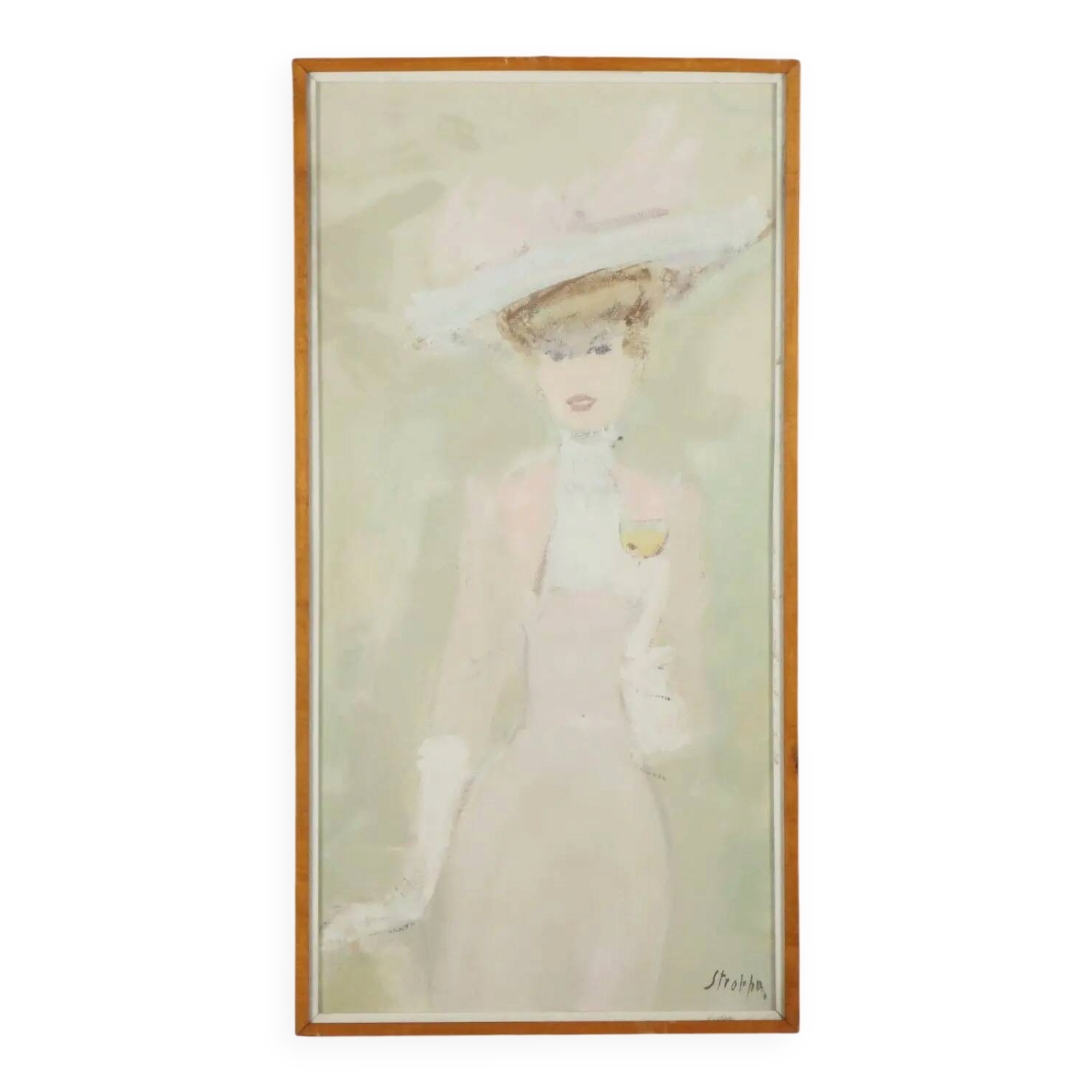 Modern painting signed by Leonardo Stroppa, female figures, 20th century.