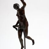 Paire de lampes en bronze avec abat-jours rouges