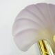 Wall wall lamp shell in pink scribbled glass, gilded metal and brass. Year 70