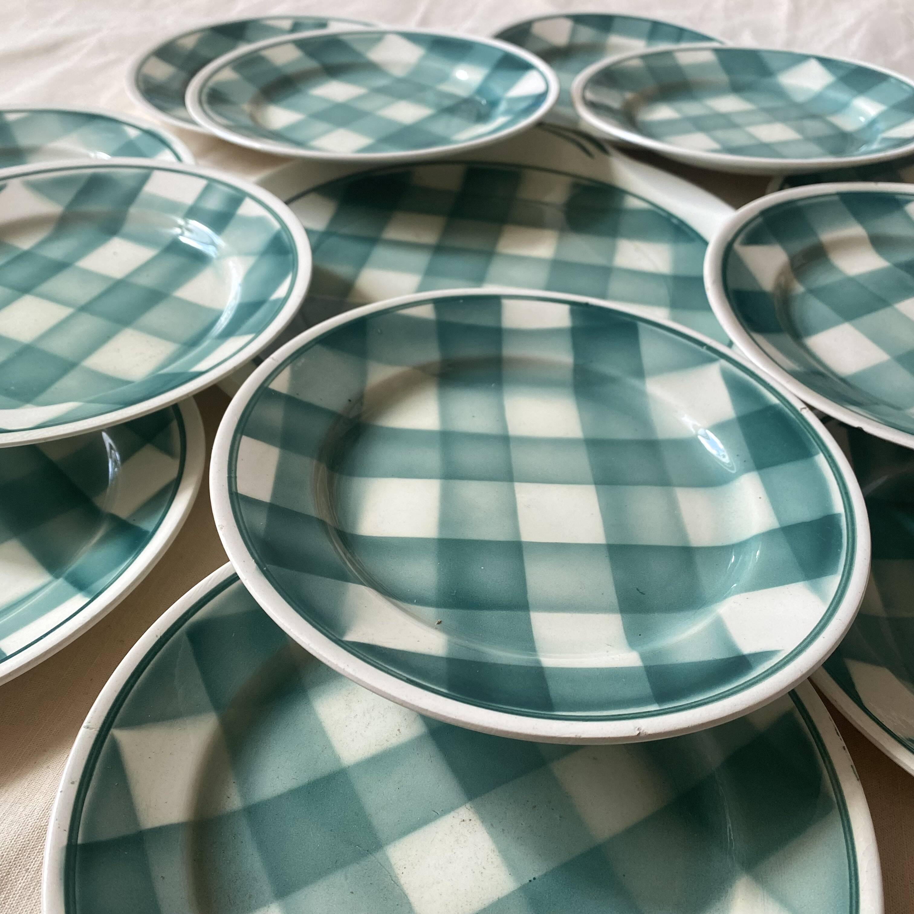 Vichy dessert plates and dish, 50s-60s