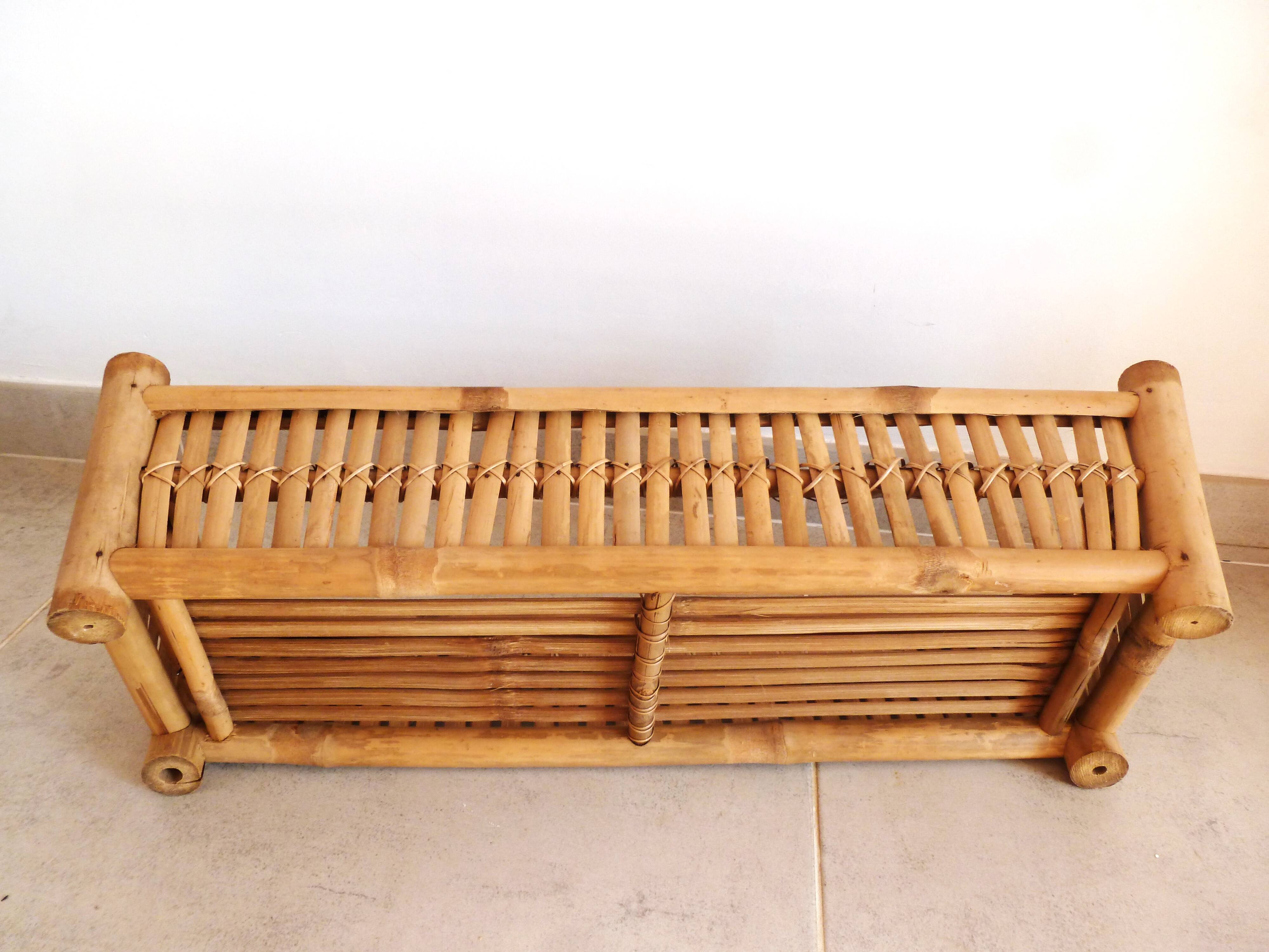 bamboo planter, bamboo and rattan plant pot, indoor planter.