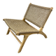Fauteuil lounge en teck massif et jonc de mer tressé, années 2000