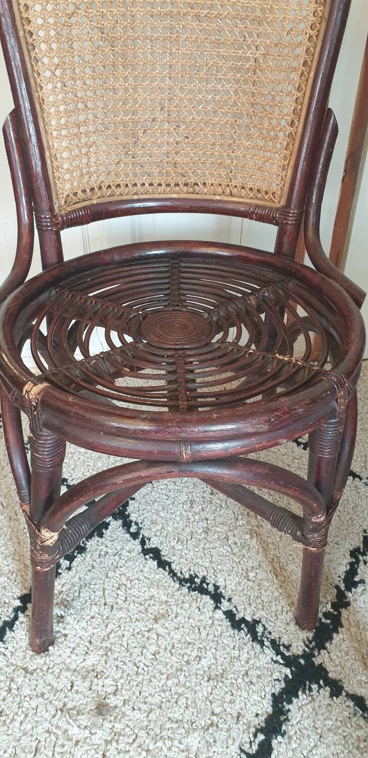 4 bamboo and cane chairs