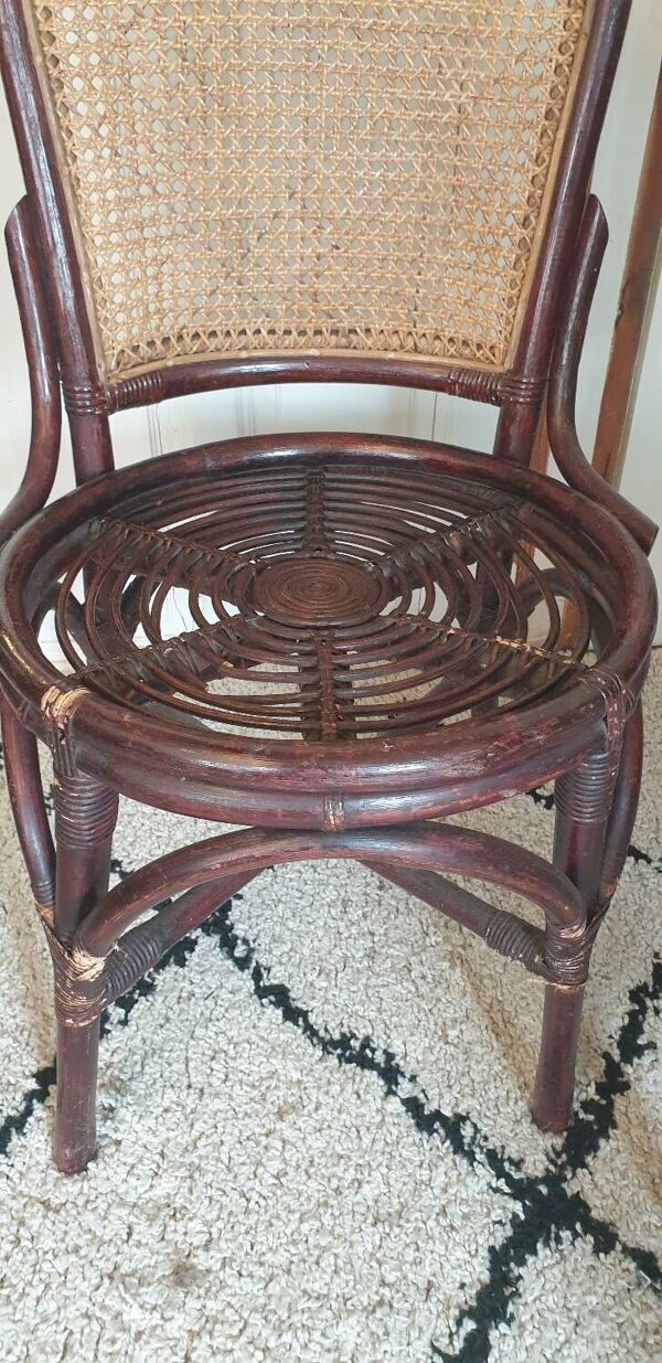 4 chaises bambou et cannage