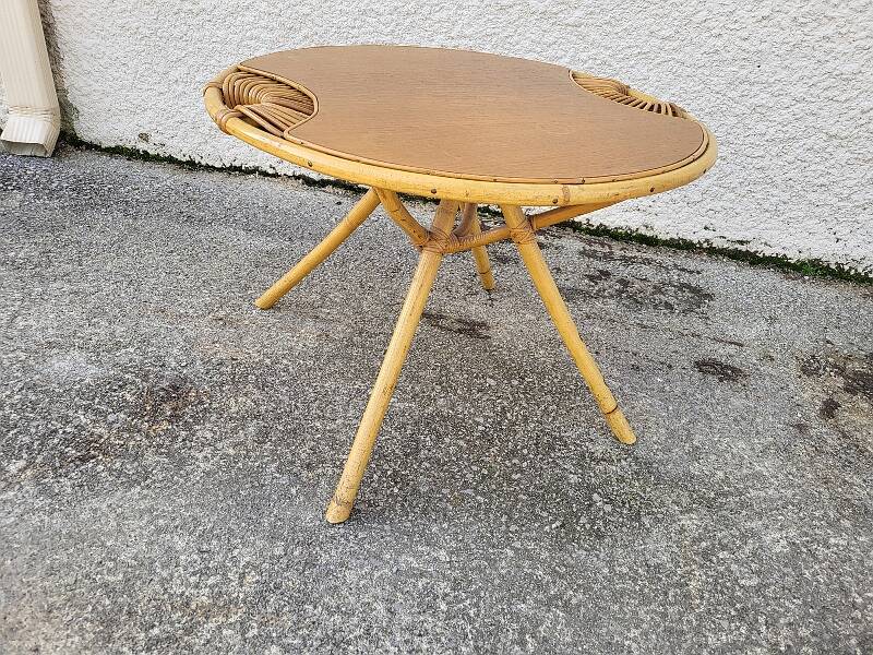 Round rattan coffee table 1960