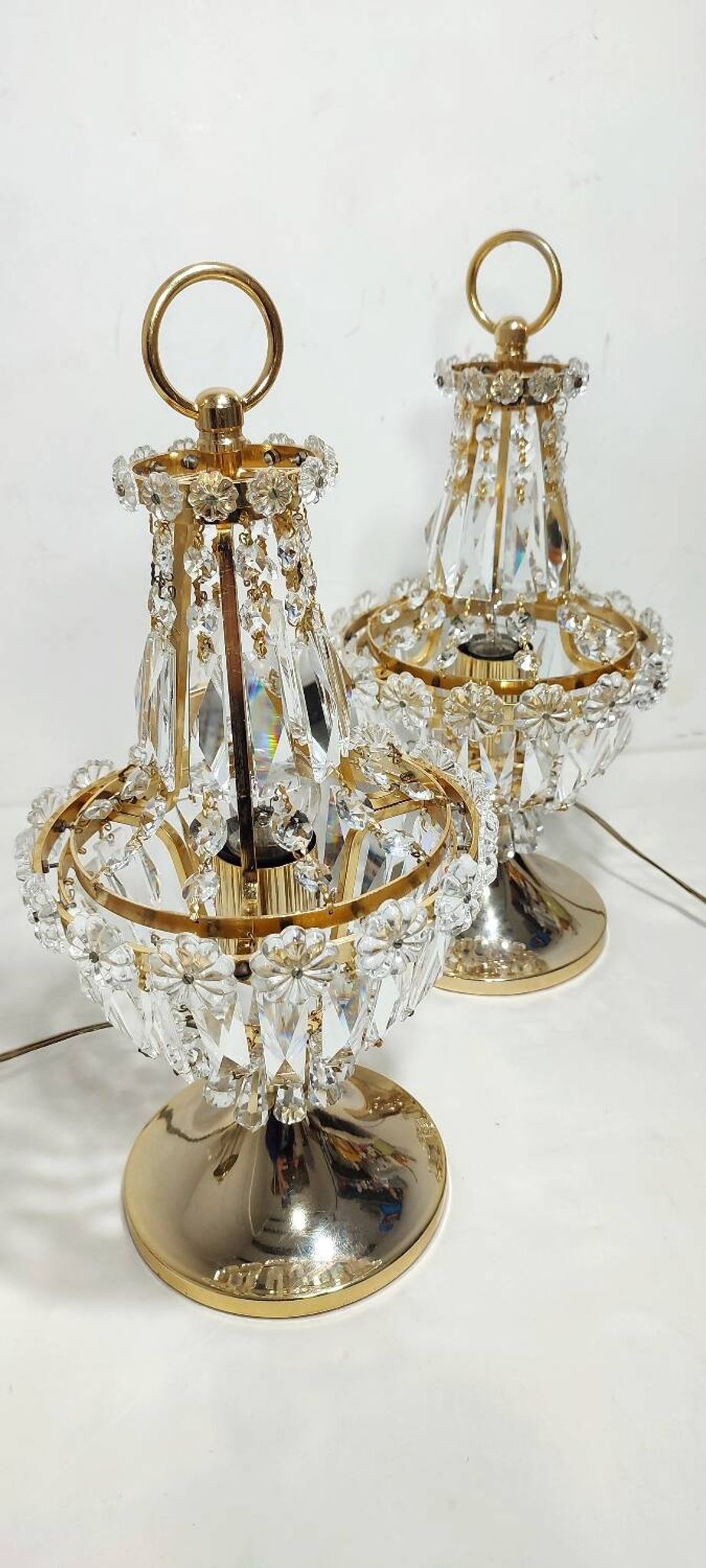 Paire de lampes de table en cristal. Espagne, années 1980.