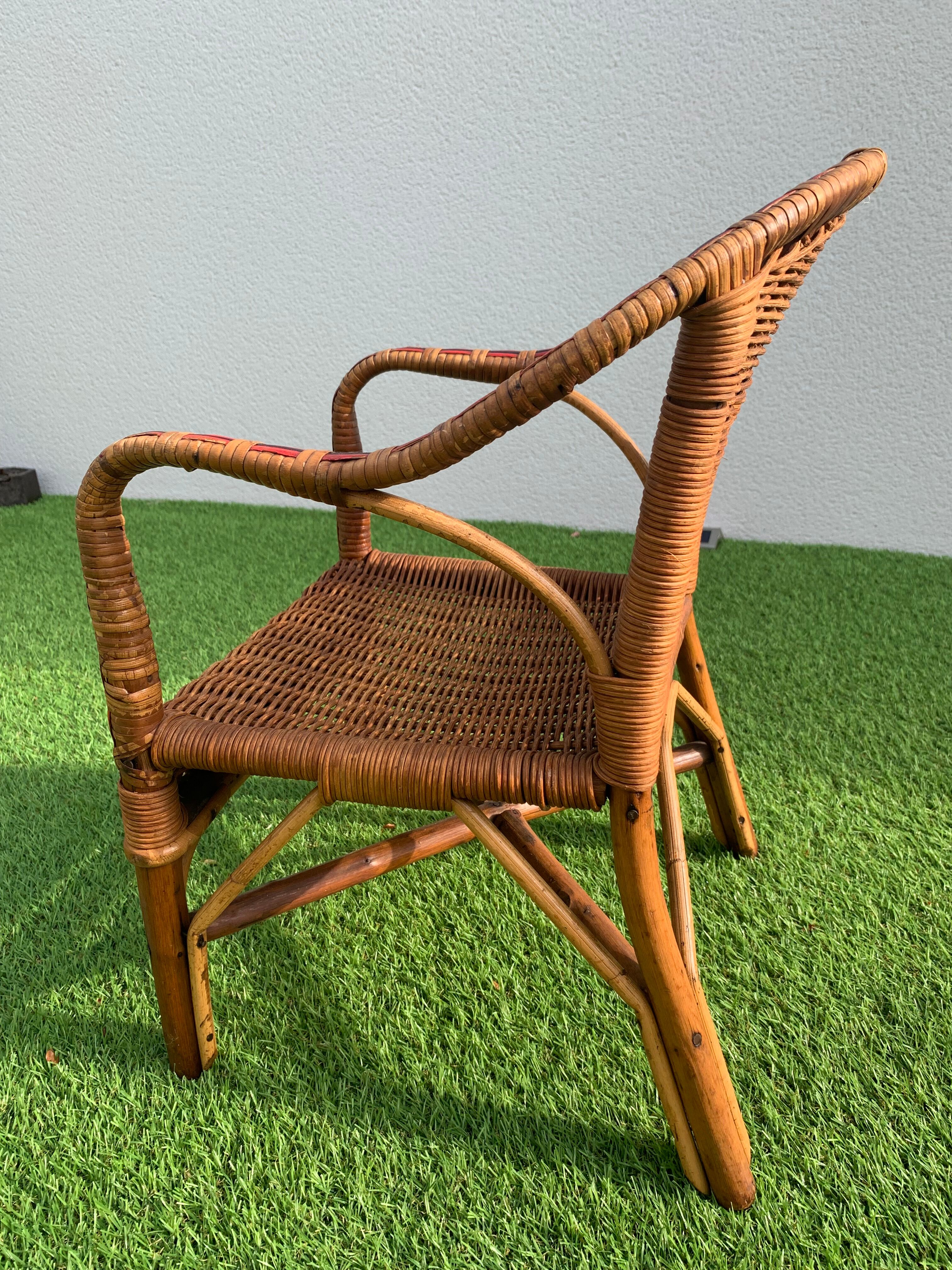 Vintage wicker and rattan armchair