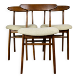 Chaises vintage Hałas beige bouclé - lot de 3