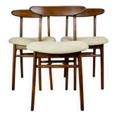Chaises vintage Hałas beige bouclé - lot de 3