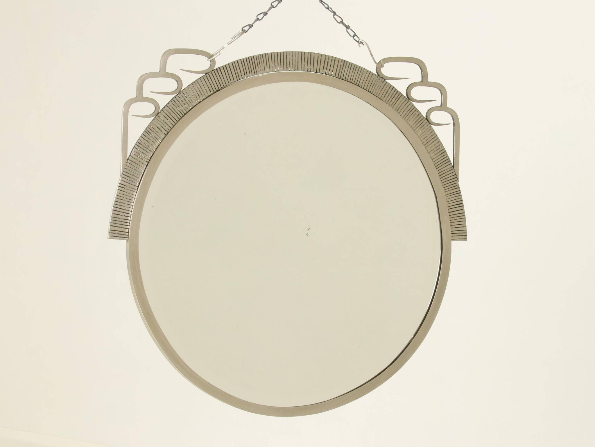 Art Deco Mirror With Hand-Forged Iron Frame, Belgium, 1920s