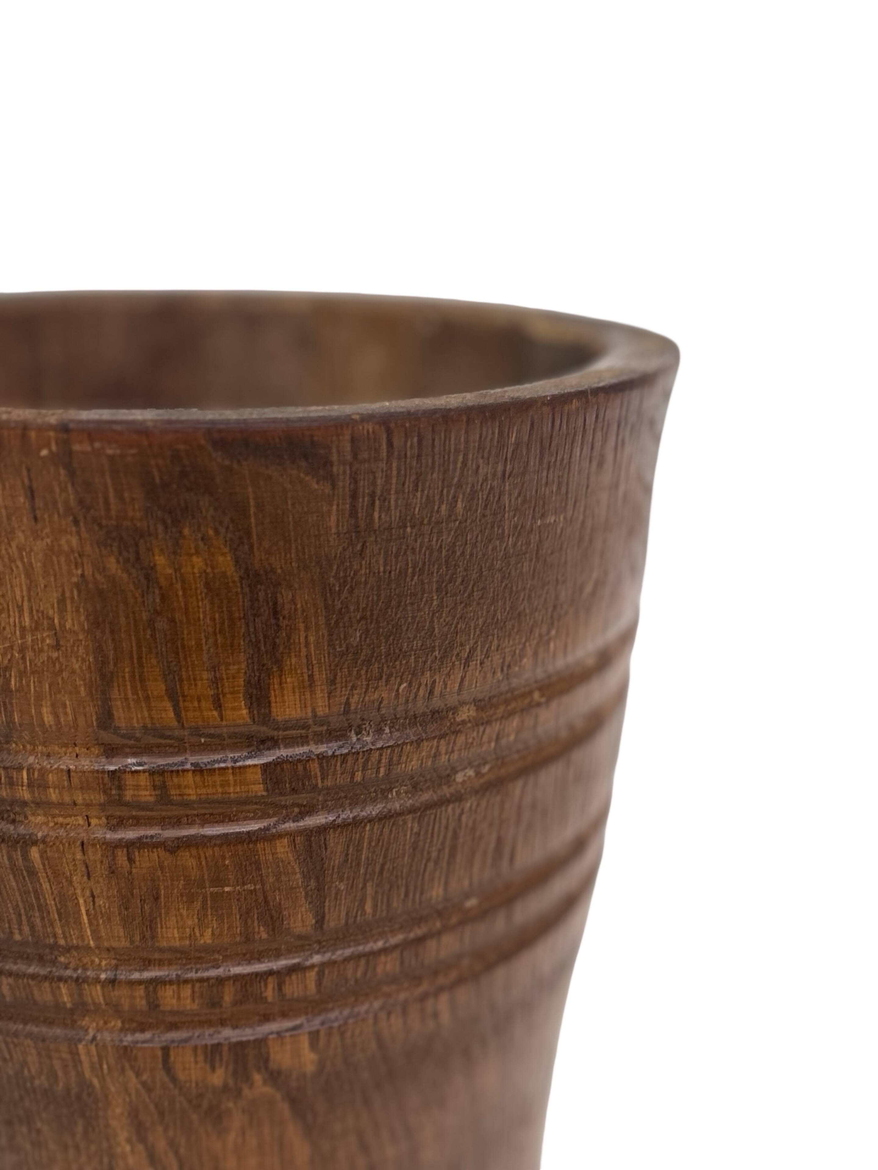 Vintage umbrella stand - holder oak basket storage design 60's minimalist