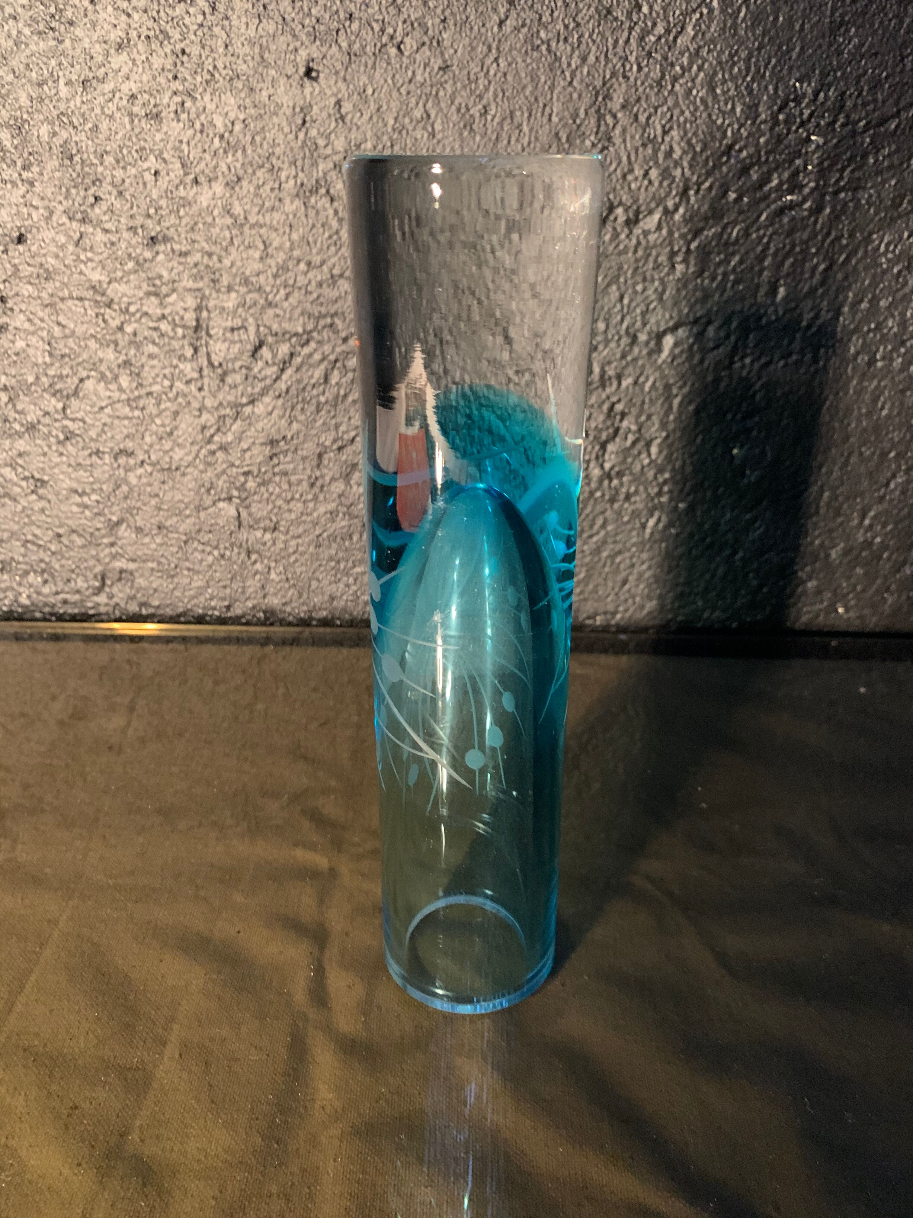 Soliflore, engraved glass vase 1960