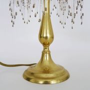 Table lamp, bedside lamp with pearls, speckled white globe in glass paste. 80s