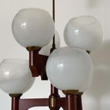 Wooden lamp with 6 gradient glass plafonds