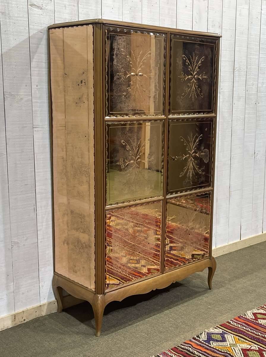 Art Deco mirrored cabinet from the 1950s in beech