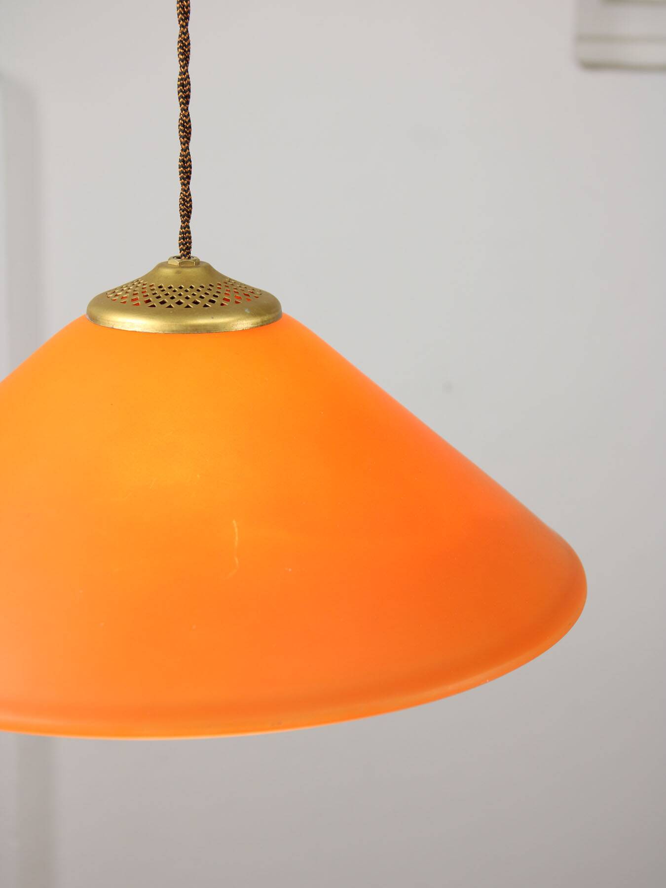 Vintage Italian Brass and Glass Pendant Lamp