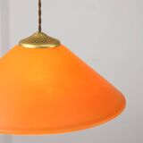 Lampe à Suspension Vintage en Laiton et Verre, Italie