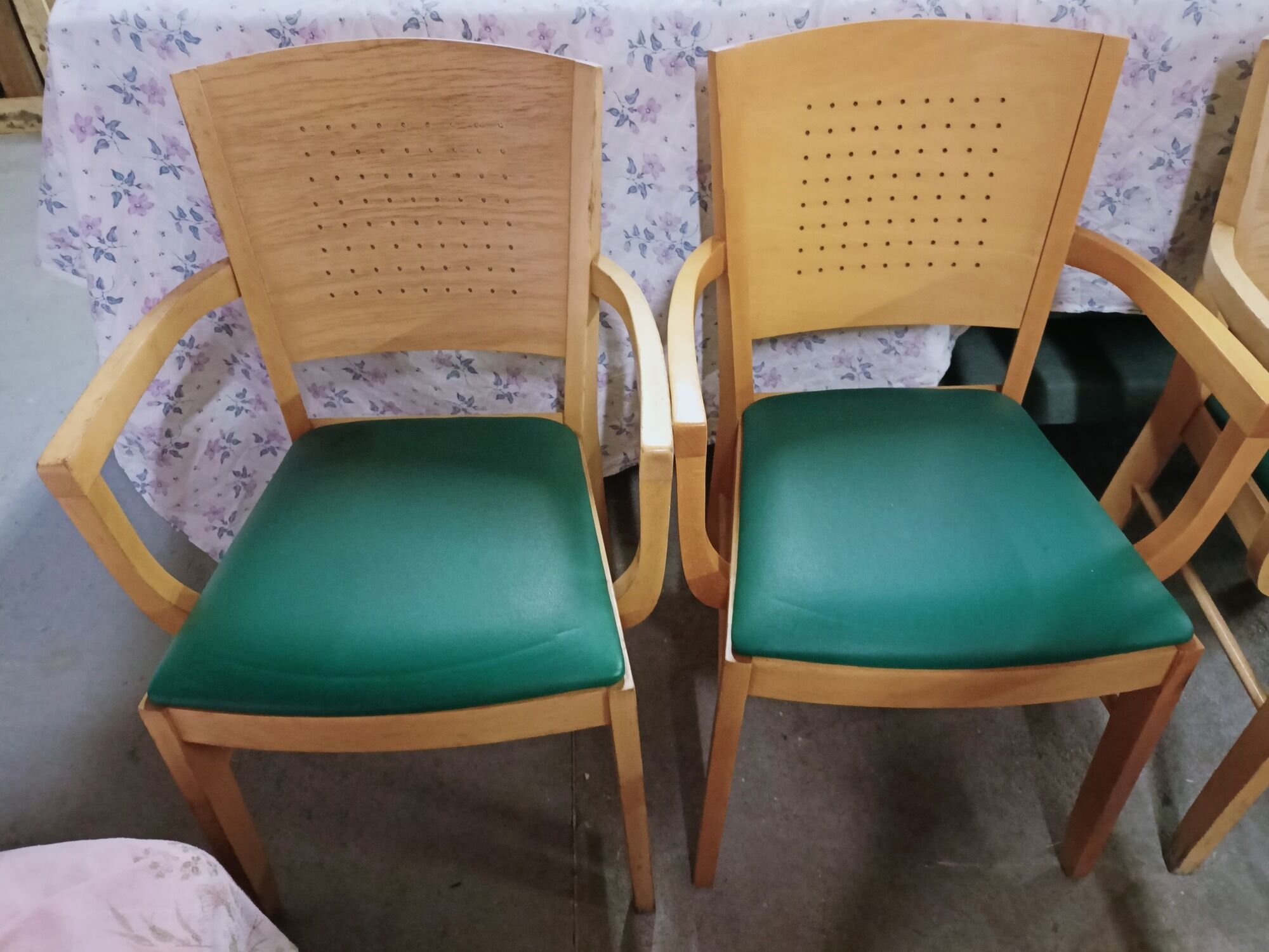 Set of 16 vintage Fameg wooden bistro armchairs