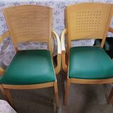 Set of 16 vintage Fameg wooden bistro armchairs