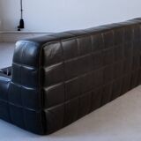 Ensemble de Salon Kashima Vintage en Cuir Noir par Michel Ducaroy pour Ligne Roset, 1976, Set de 3