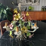 Flowered metal chandelier from the Italian 60s-70s.