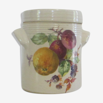 Stoneware pot with fruit decoration