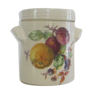 Stoneware pot with fruit decoration