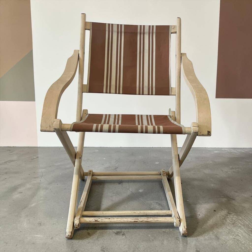 Chaise de plage/camping pliante vintage en bois